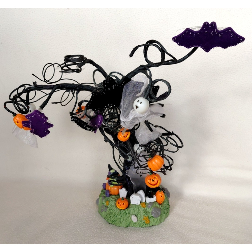 Vintage Avon Halloween Tree Fiber Optic Lights & Sounds Bats/Witch/Ghosts WORKS